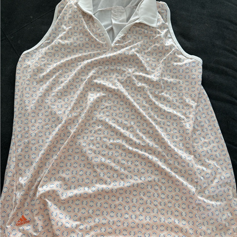 adidas White and Orange Patterned Women's Top